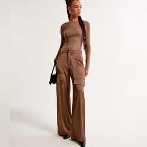 Abercrombie Satin Wide Leg Cargo Pant
